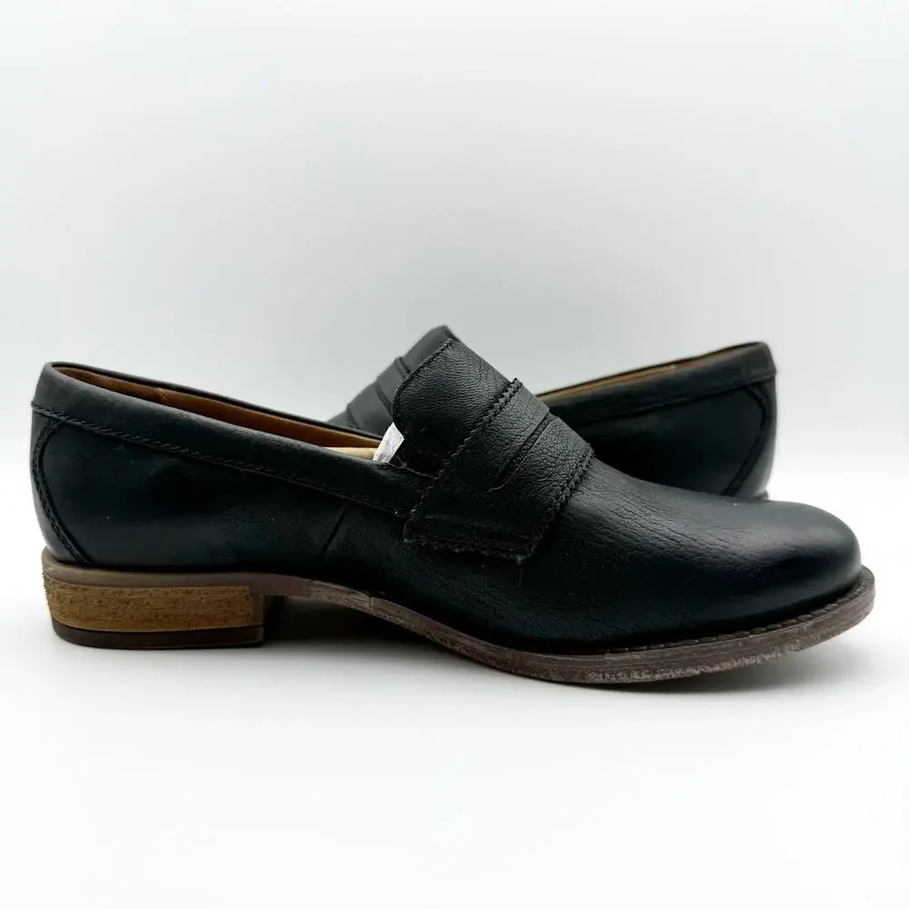 Josef Seibel Womens Sienna 96 Loafers EU 37 US 6.5 Black Washed Leather Shoe NIB